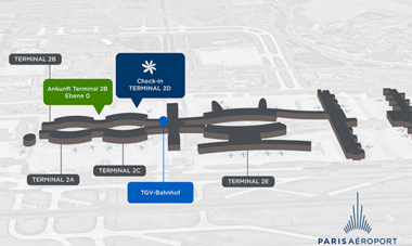 3D-Karte des Flughafens Paris CDG